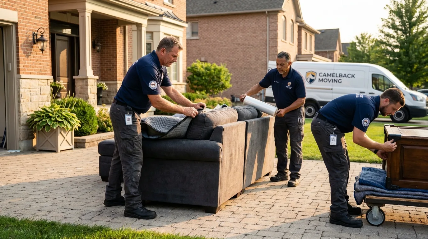Large estate moving crew wrapping furniture in Anderson, SC